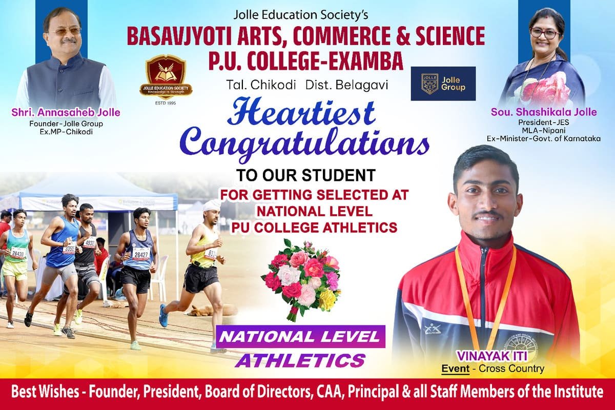 Congratulations to our student for getting selected at national level PU college athletics